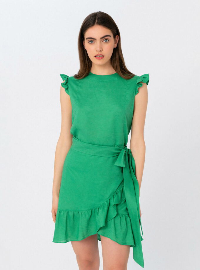 Ruffle-Trim Wrap Mini Dress / Μίνι Φόρεμα Με Φούστα Κρουαζέ & Βολάν Τελείωμα / Elizabeth LaGre