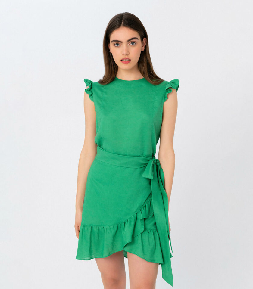 Ruffle-Trim Wrap Mini Dress / Μίνι Φόρεμα Με Φούστα Κρουαζέ & Βολάν Τελείωμα / Elizabeth LaGre