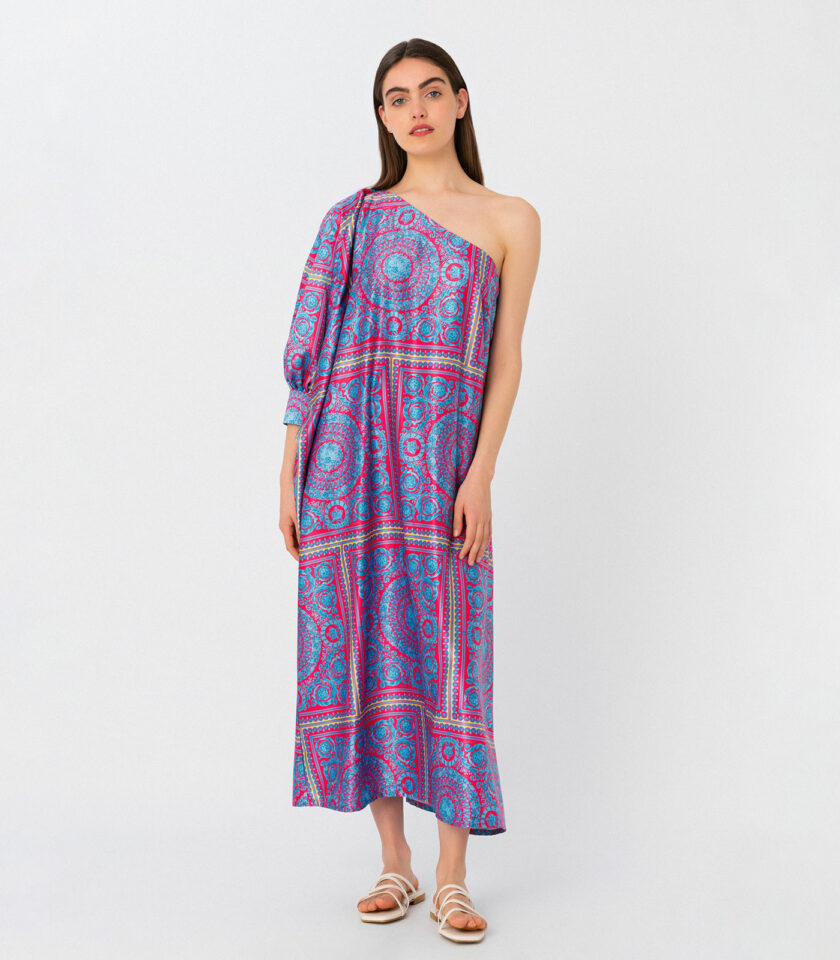 Amelie- Print One-Shoulder Maxi Dress / Εμπριμέ Μάξι Φόρεμα Με Ένα Ώμο - Elizabeth LaGre