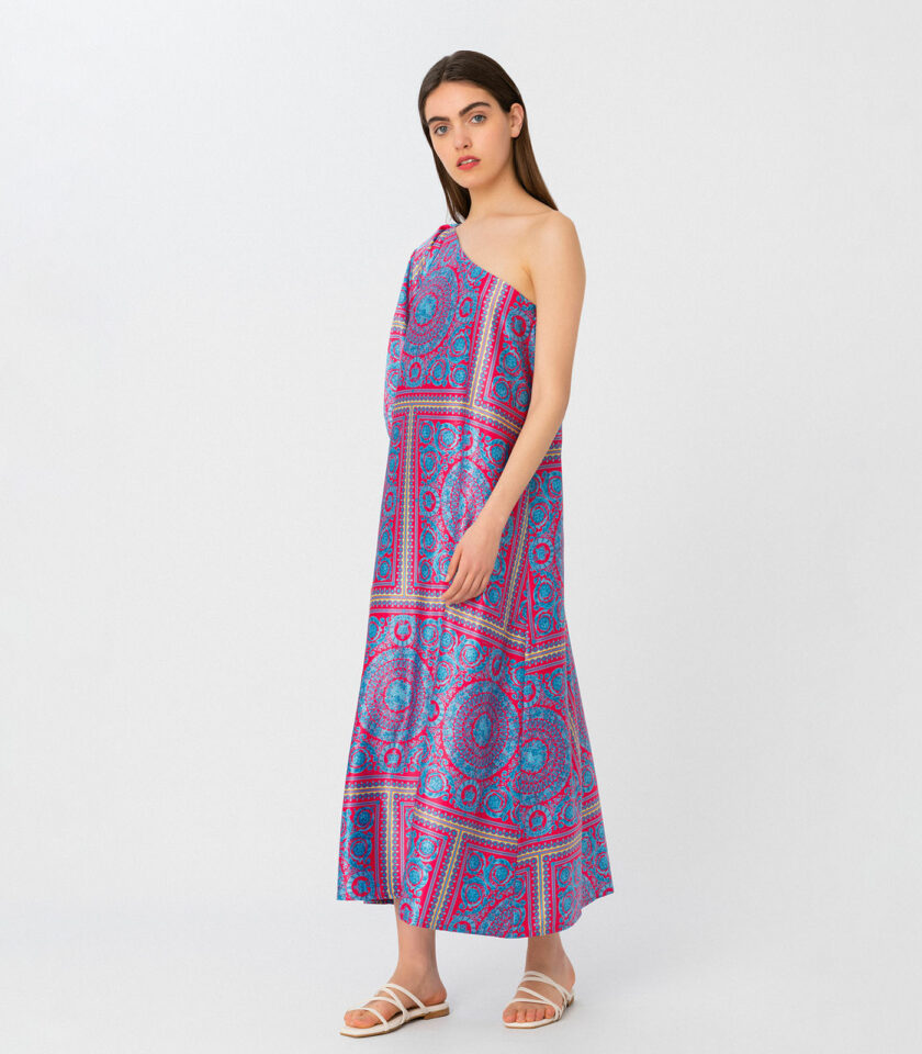 Amelie- Print One-Shoulder Maxi Dress / Εμπριμέ Μάξι Φόρεμα Με Ένα Ώμο - Elizabeth LaGre