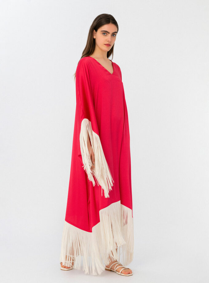 Fringes Silktouch Kaftan Dress Μακρύ Φόρεμα Με Κρόσσια Elizabeth LaGre