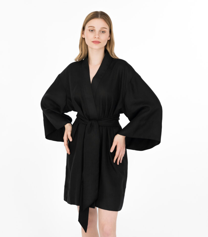 Black Mini Kimono Dress / Μαύρο Μίνι Φόρεμα Κιμονό / Elizabeth LaGre