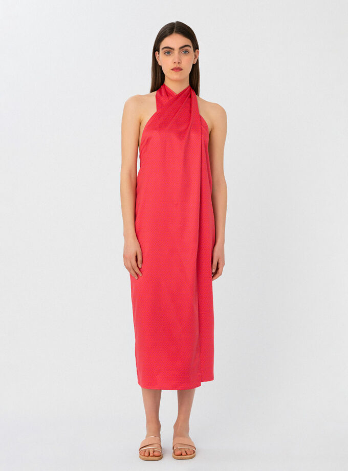 Giselle-Print Halterneck Midi Dress / Εμπριμέ Μίντι Φόρεμα Με Δέσιμο Στο Λαιμό - Elizabeth LaGre