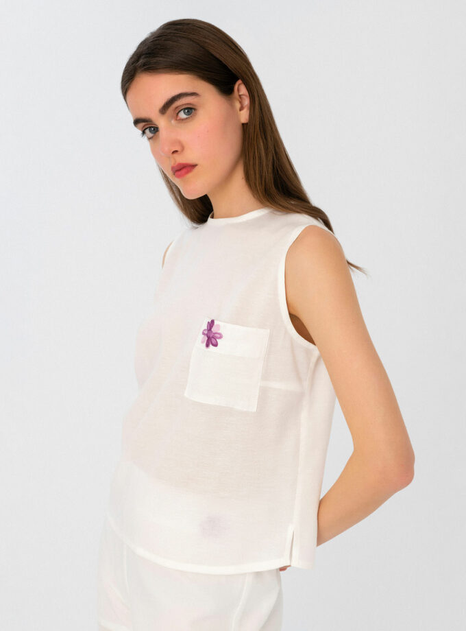 Embroidered Sleeveless Top / Αμάνικη Μπλούζα Με Κέντημα - Elizabeth LaGre