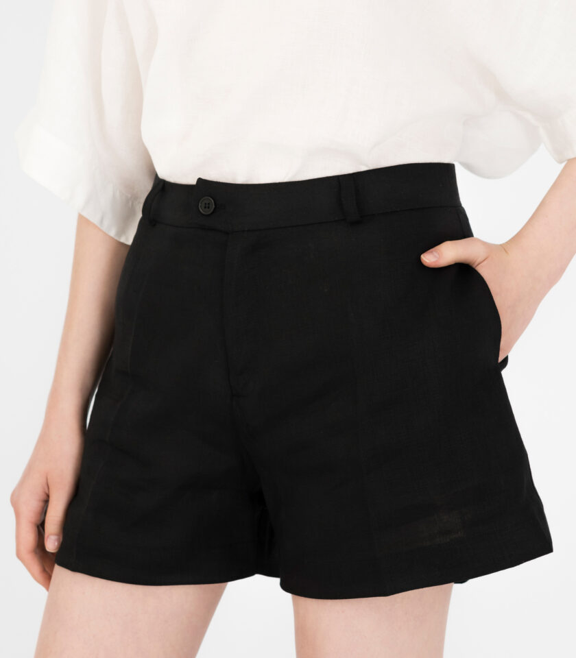 Black Linen Shorts / Μαύρο Λινό Σορτς - Elizabeth LaGre
