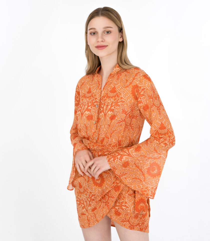 Lotus Printed Mini Wrap Skirt / Lotus Εμπριμέ Μίνι Φούστα Φάκελο - Elizabeth LaGre