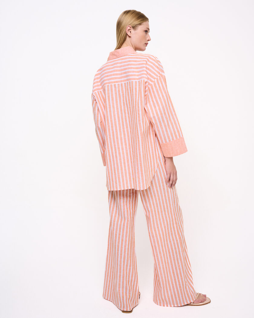 Peach Striped Shirt With Pocket / Βερικοκί Ριγέ Πουκάμισο Με Τσέπη - Elizabeth LaGre