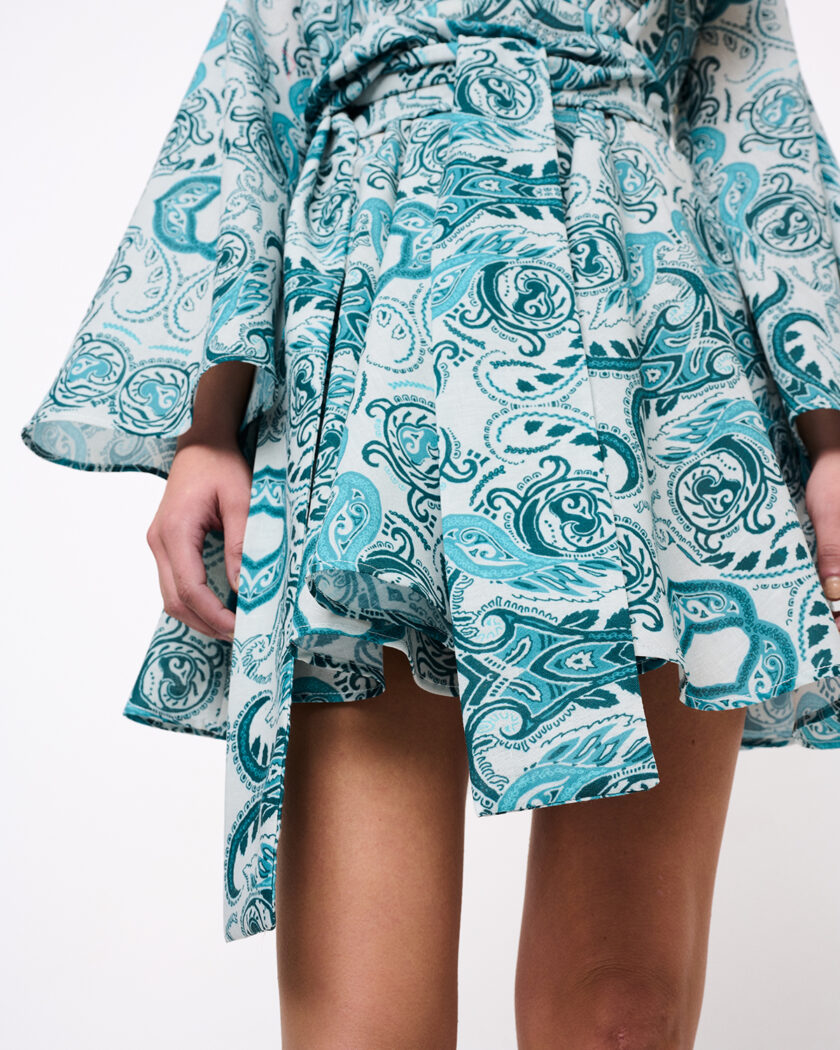 Kirki Print Flared Sleeve Mini Flared Dress / Kirki Εμπριμέ Μίνι Φόρεμα Με Αέρινο Μανίκη - Elizabeth LaGre