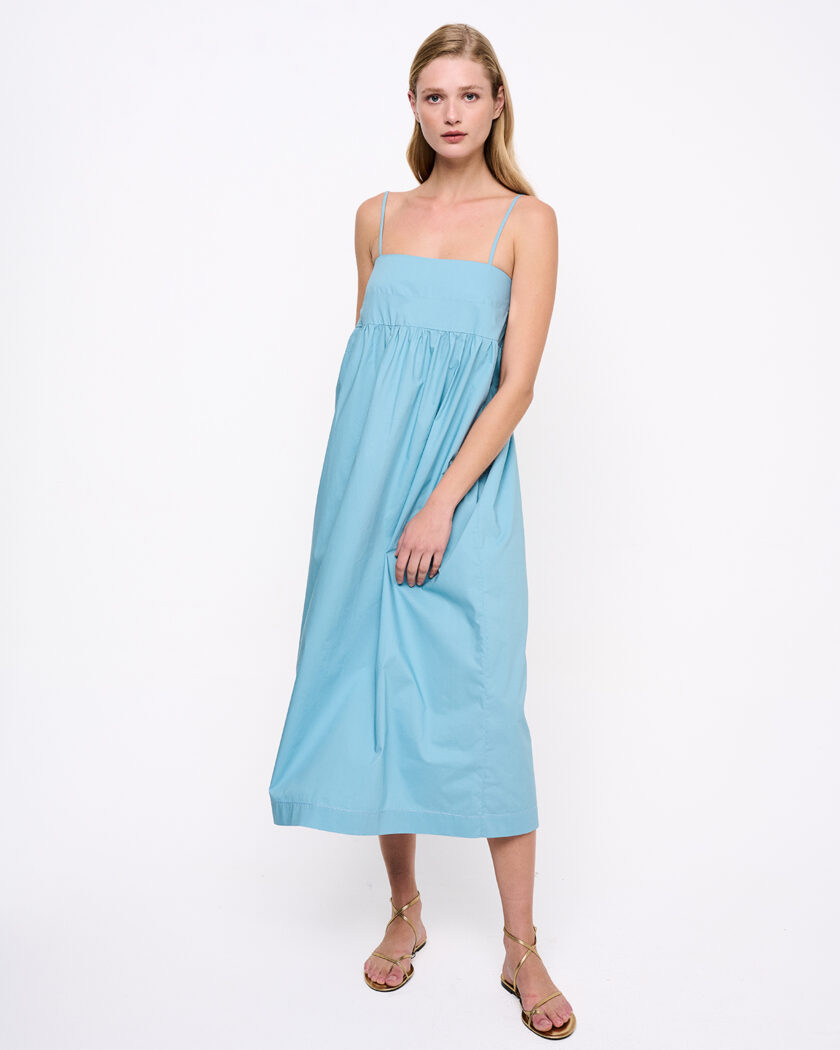 Sky Blue Back Tie Midi Dress / Γαλάζιο Μίντι Φόρεμα Με Δέσιμο - Elizabeth LaGre
