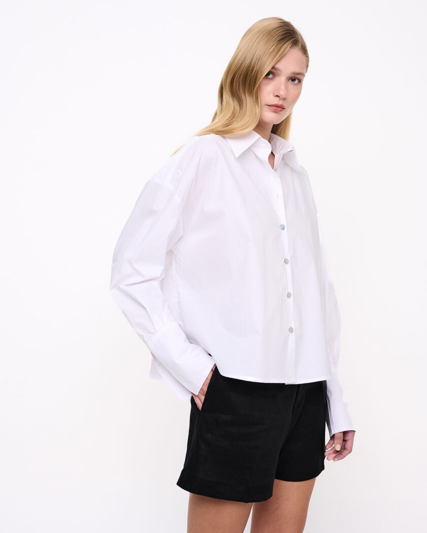 White Oversize Shirt With Wide Cuff / Λευκό Oversize Πουκάμισο Με Φαρδιά Μανσέτα - Elizabeth LaGre