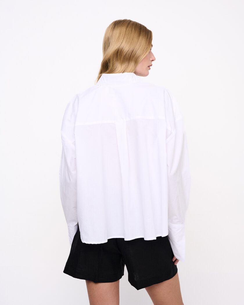 White Oversize Shirt With Wide Cuff / Λευκό Oversize Πουκάμισο Με Φαρδιά Μανσέτα - Elizabeth LaGre