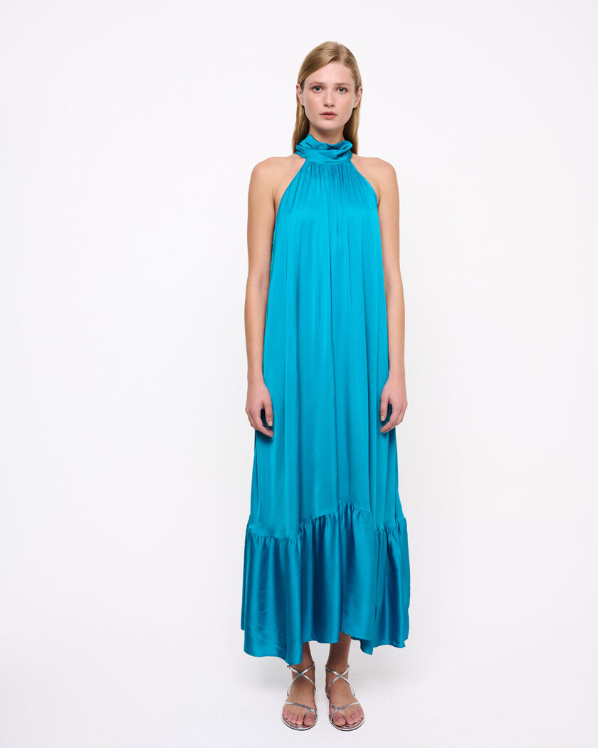 Petrol Sleeveless Maxi Dress / Πετρόλ Αμάνικο Μάξι Φόρεμα - Elizabeth LaGre
